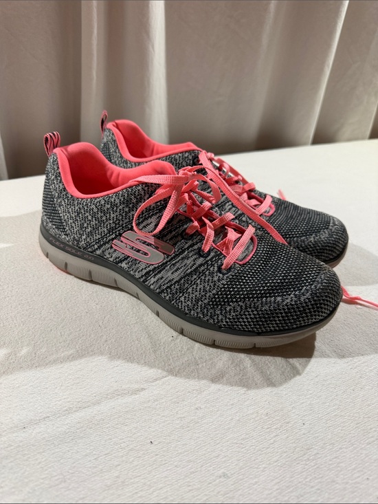 Skechers Shoes - Skechers Women's Gray Knit Athletic Sneakers with Pink Trim